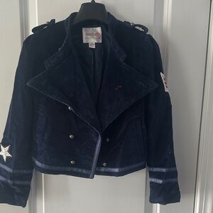 Avenue Navy Varsity Jacket with Star Accents